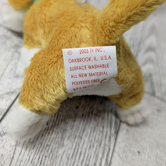 ty Jangle Beanie Babies Festive Cat Plush with Red Hat and Green Scarf - Picture 4 of 5